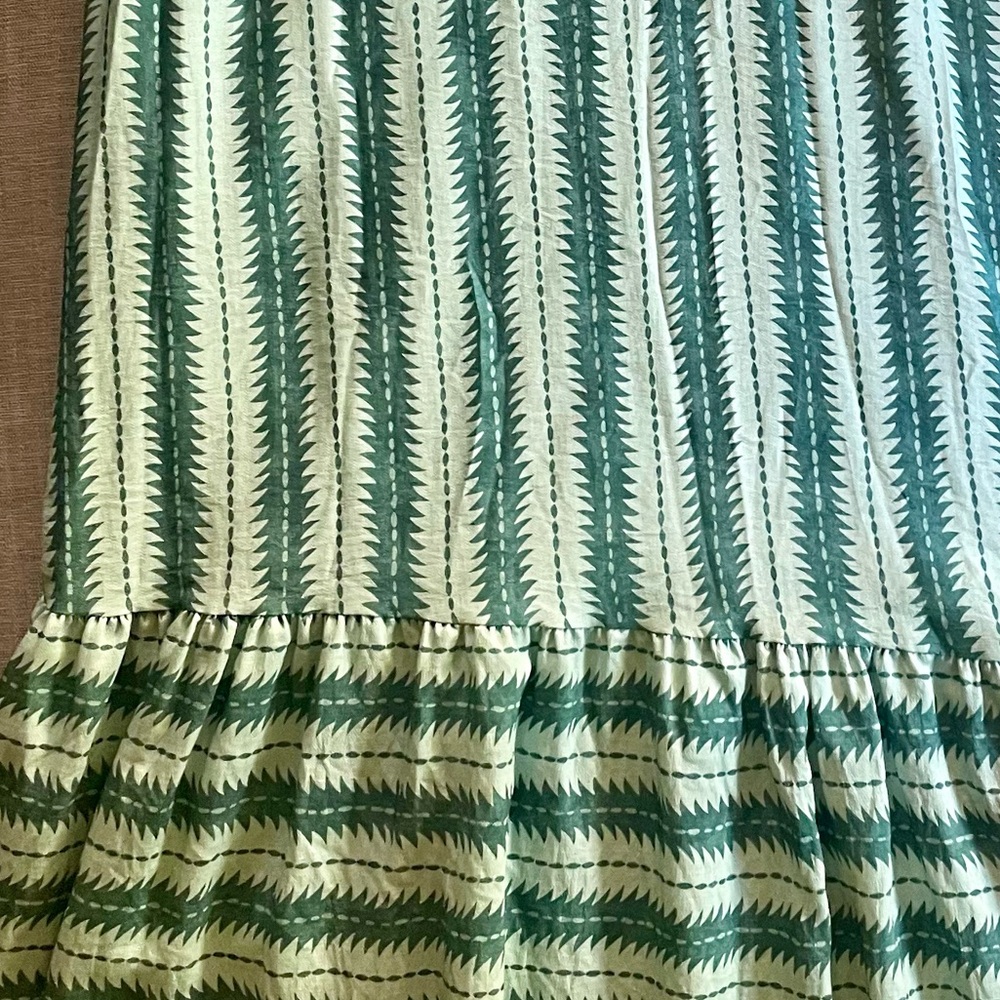 NWOT Green Stripe Ruffle-Hem Beach Dress - Made in Italy